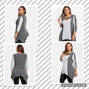 Plus size two toned keyhole front top